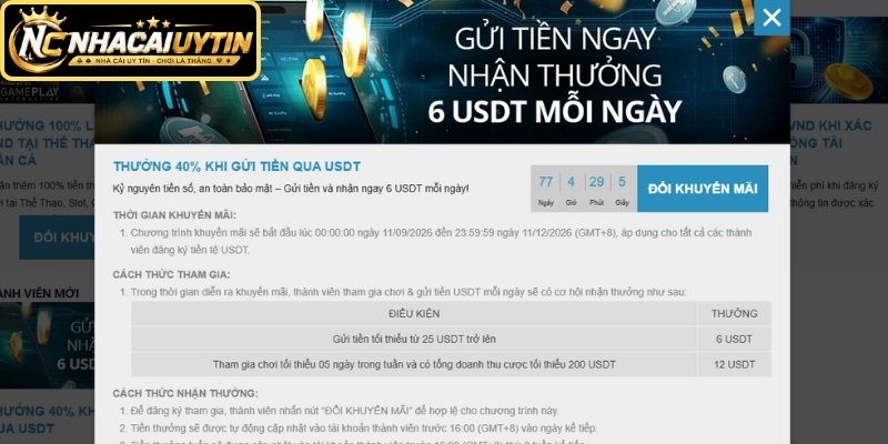 Khuyến mãi W88 qua USDT với thưởng 40% mỗi giao dịch